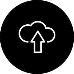 Black Circle Uploading Cloud Icon With White Background