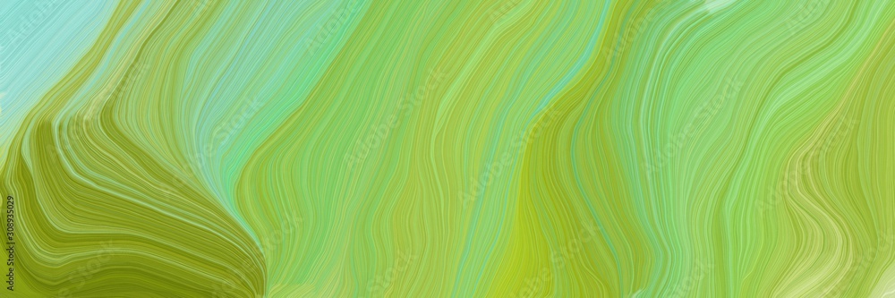 Poster dynamic horizontal banner. smooth swirl waves background design with pastel green, yellow green and 