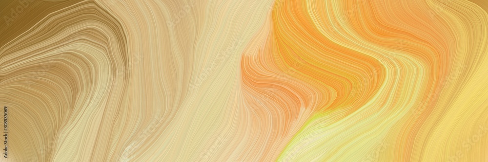 Poster dynamic horizontal banner. smooth swirl waves background design with burly wood, bronze and wheat color