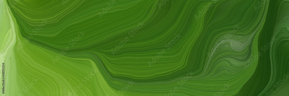 Poster dynamic horizontal banner. smooth swirl waves background illustration with dark olive green, dark kh