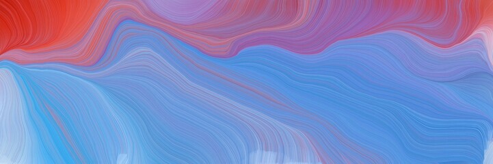 horizontal banner with waves. contemporary waves illustration with corn flower blue, moderate red and pale violet red color