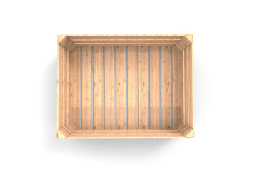 Wooden box. Box. 3D rendering.