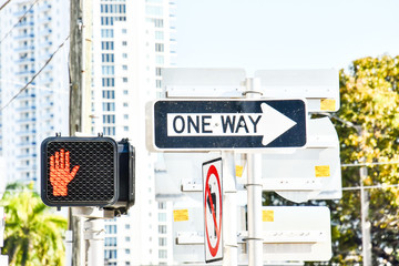 street sign in miami city florida usa america