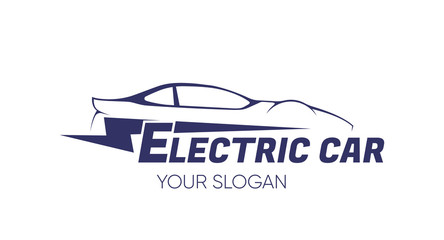 Electric Car Silhouette Logo template. Vector Illustration