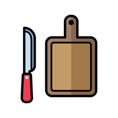 Obraz premium cutting board - kitchen utensils icon vector design template