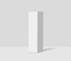 3d boxes mockup, cosmetic medicine rectangular cardboard packaging. Vertical paper box vector template