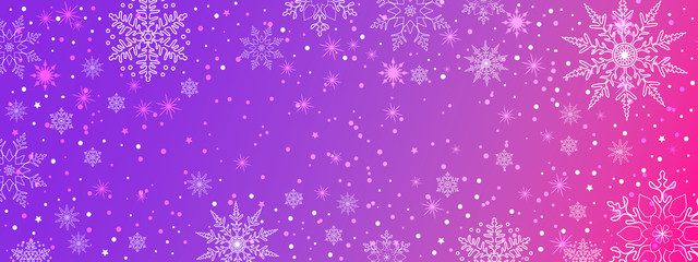 Obraz premium Winter banner with free copy space for graphic or inscription. Floating frame with falling snow on a blue background. Snowflakes and snowballs.