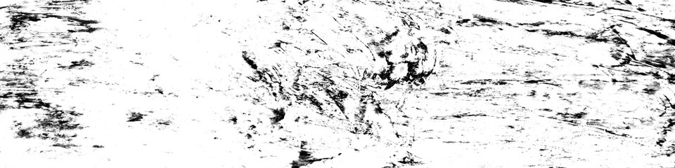 Black and white grunge. Monochrome abstract texture weathered. Background of cracks, scuffs, chips, stains, ink spots. Panorama picture