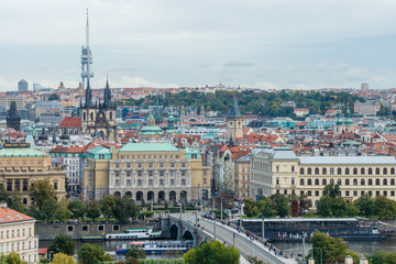 Obraz premium Amazing view of Prague City from the top under the sky