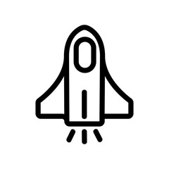 Space rocket icon vector. A thin line sign. Isolated contour symbol illustration