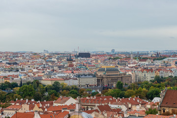 Fototapeta na wymiar Amazing view on tiled roofs in Prague from the top