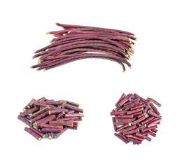 red     long beans slice isolated on background