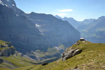 A lonely house at Schynige Platte, the way to Jungfraujoch, Switzerland.