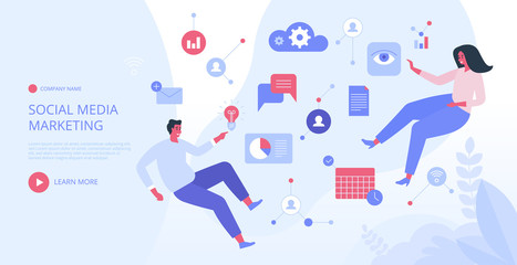 Social media marketing concept. Landing page