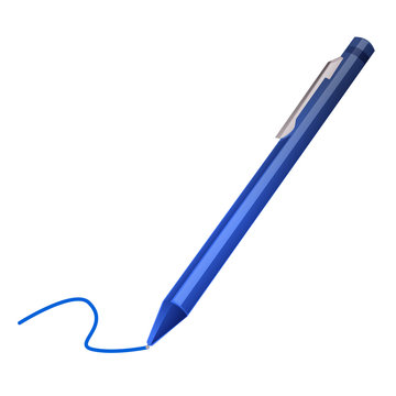 graphic cartoon blue ballpen writing isolate on white background