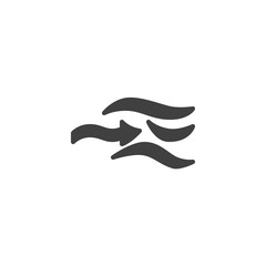 Wind blow vector icon. filled flat sign for mobile concept and web design. Wind, weather glyph icon. Symbol, logo illustration. Vector graphics