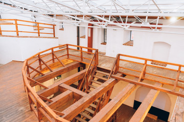 Brasov, Romania - Nov 10, 2019: The wooden structure of the White Tower in Brasov, Romania.