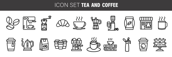 Coffee, coffee shop. tea line icon set. vector icon suitable for websites