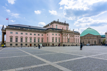Fototapeta na wymiar Berlin State Opera (Staatsoper Unter den Linden) and Cathedral of St. Hedwig on Bebelplatz square, Germany