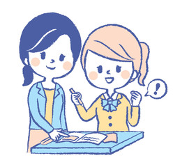 Fototapeta premium 勉強 教わる 学生 中学生 高校生 イラスト