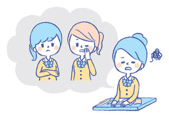 ヒソヒソ話をされる学生　女の子　悪口　イラスト