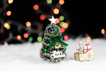 Background with copy space of Christmas decorations and The NewYear 2020.