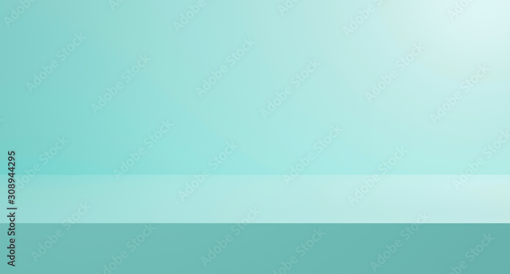 Poster blue shop shelf on wall background or texture. 3d render interior for product on website in modern. 