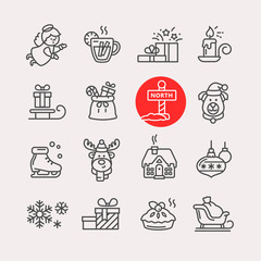 Set of Christmas icons for design and decoration