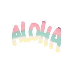 Aloha Phrase On Background Hand Drawn Pink Green Yellow  Illustration