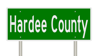 Rendering of a 3d green highway sign for Hardee County