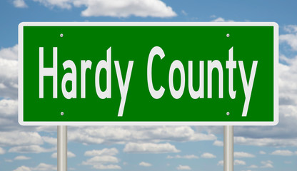 Rendering of a 3d green highway sign for Hardy County