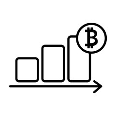 Naklejka na ściany i meble The rise of bitcoin icon vector. A thin line sign. Isolated contour symbol illustration