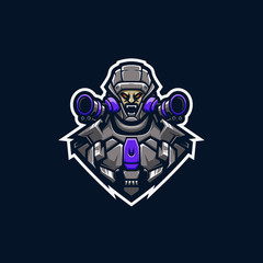 Cyborg gaming mascot logo, e-sport logo