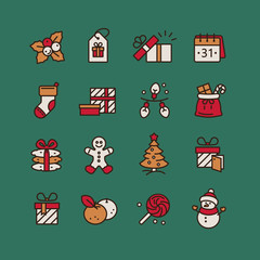 Set of Christmas icons for design and decoration