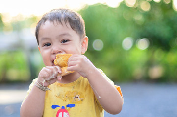 little boy eating  ice cream