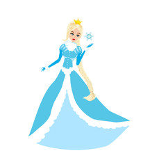 beautiful winter princess catching a snowflake
