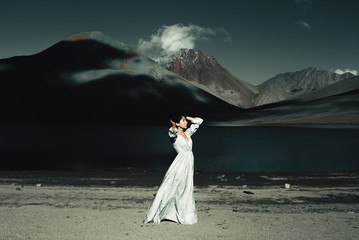 Hiker young woman in nature