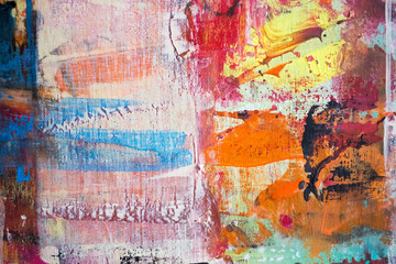 Painting Artistic bright color oil paint texture abstract artwork. Modern futuristic pattern for grunge wallpaper, interior, album, flyer cover, poster, booklet background. Creative graphic design