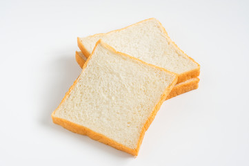 Sliced soft breads on white background.