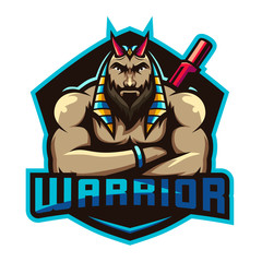 Warrior sport e-sport mascot gaming logo template
