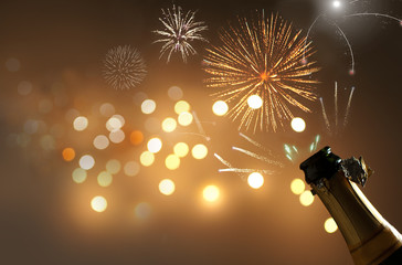 Champagne bottle explosion abstract