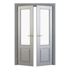 Interroom door isolated on white background. 3D rendering.