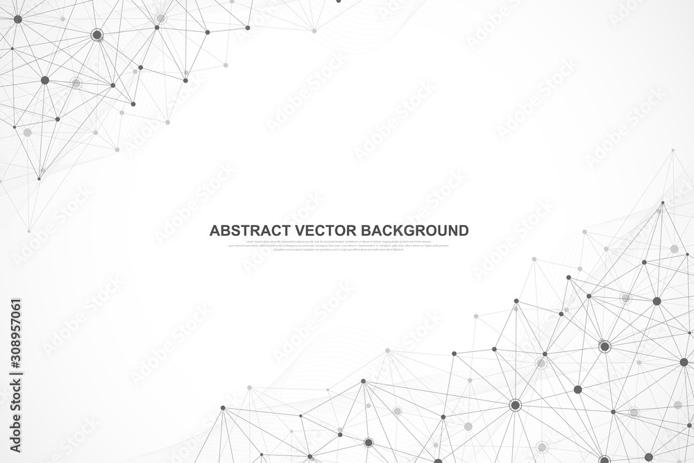 Leinwandbilder Abstract plexus background with connected lines and dots. Plexus geometric effect. Digital data visualization. Futuristic technology style low-poly element for design. Vector illustration.