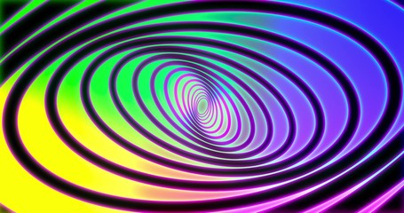 Abstracts rainbow spiral psihodelic tunnel background. animation. Virtual reality future design . 3D rendering