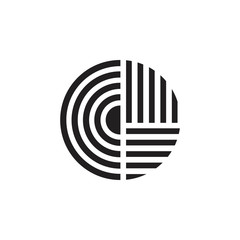 letter cd stripes geometric circle linear logo vector - obrazy, fototapety, plakaty