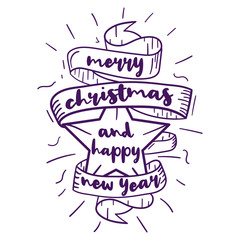 Merry Christmas. Christmas calligraphy. Handwritten modern brush lettering. Hand drawn design elements.