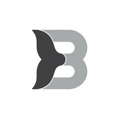 letter b fish whale tail design symbol vector