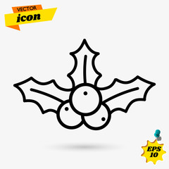 Holly Berry icon. Christmas symbol. Xmas holiday decoration element. Vector illustration.