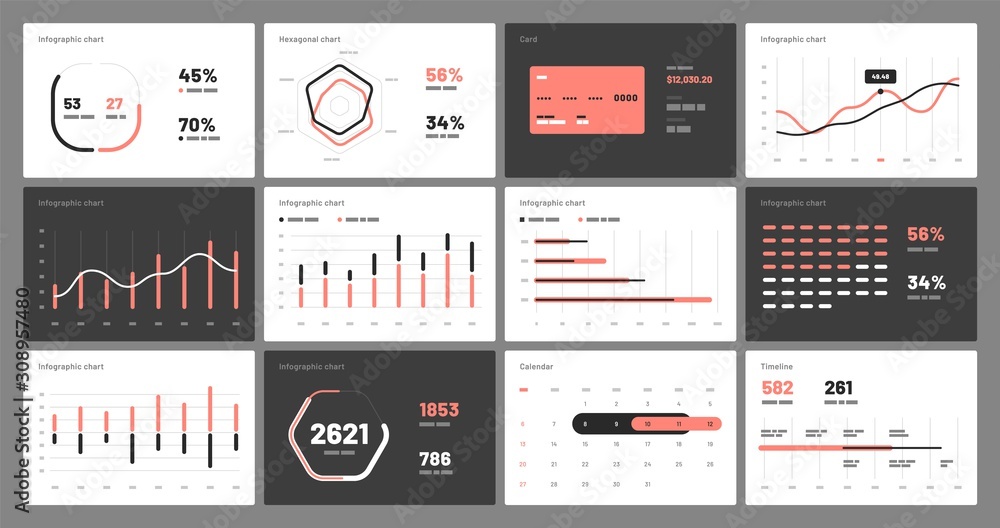 Poster elements of infographics on a white and black background. use in presentation templates, flyer, leaf