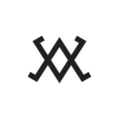 linked arrow x simple geometric logo vector